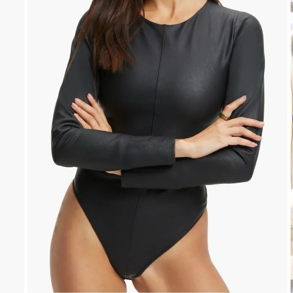 Good American Black Long Sleeve Bodysuit